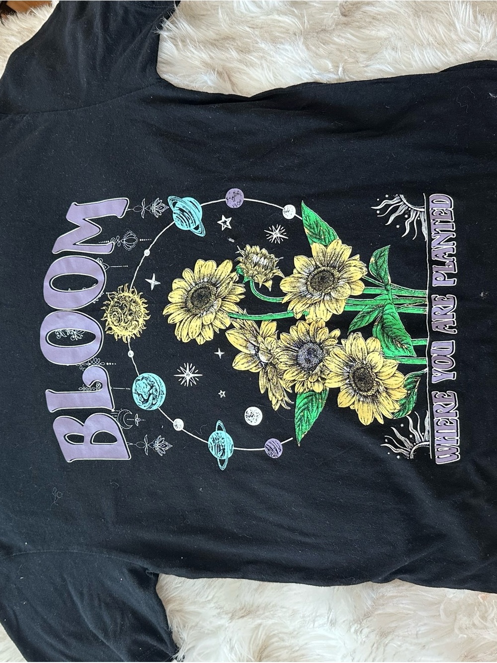 Bloom Sunflower Graphic Tee - Black